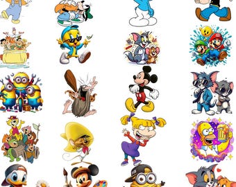 80s Cartoon Character PNG Bundle Retro Graphics (Digital Download)