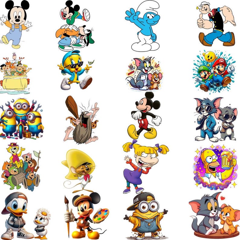 80s Cartoon Character PNG Bundle Retro Graphics (digital Download) - Etsy