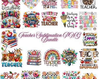 Retro Teacher PNG Bundle: Sublimation Designs (Digital Download)