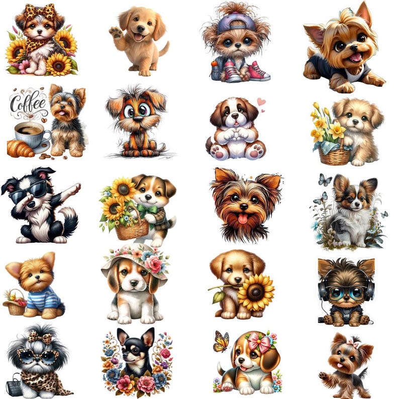 Puppy Clipart Bundle | Dog Sublimation PNG Designs - Etsy
