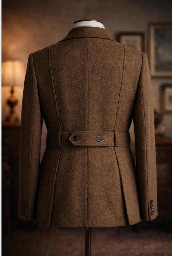 Brown Tweed Belted Suit Men | Vintage 1930s Inspired Wool Suit