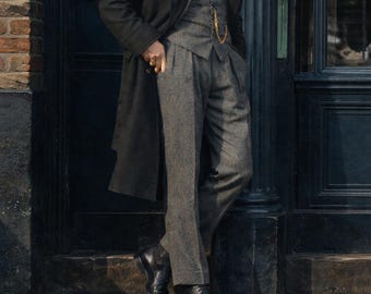 Veste Safari Homme En Laine Marron – Coupe Britannique – Sur Mesure – Vintage