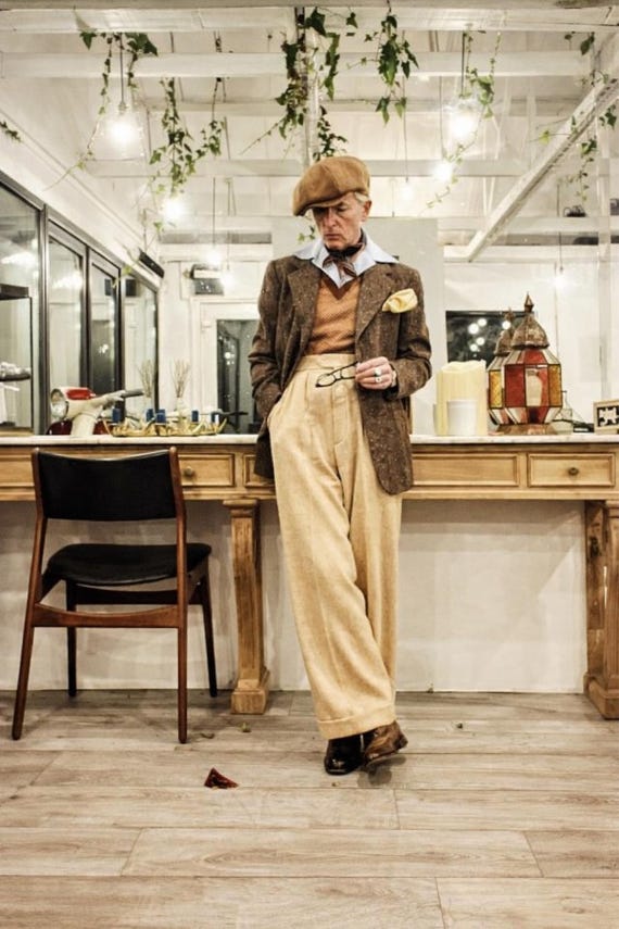 Vintage Wool Jacket & Linen Trousers Set | 1930s Gentleman Style By Mariclothig