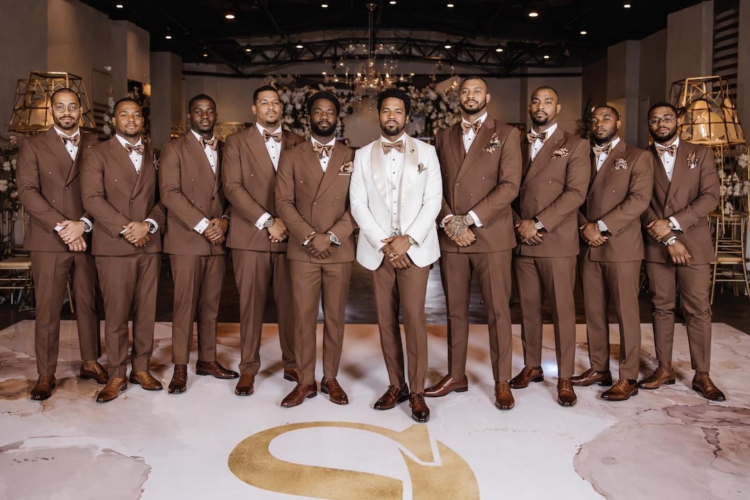 Suits Theme Brown Groomsmen Suits – Matching Wedding Party Theme Outfit by ...