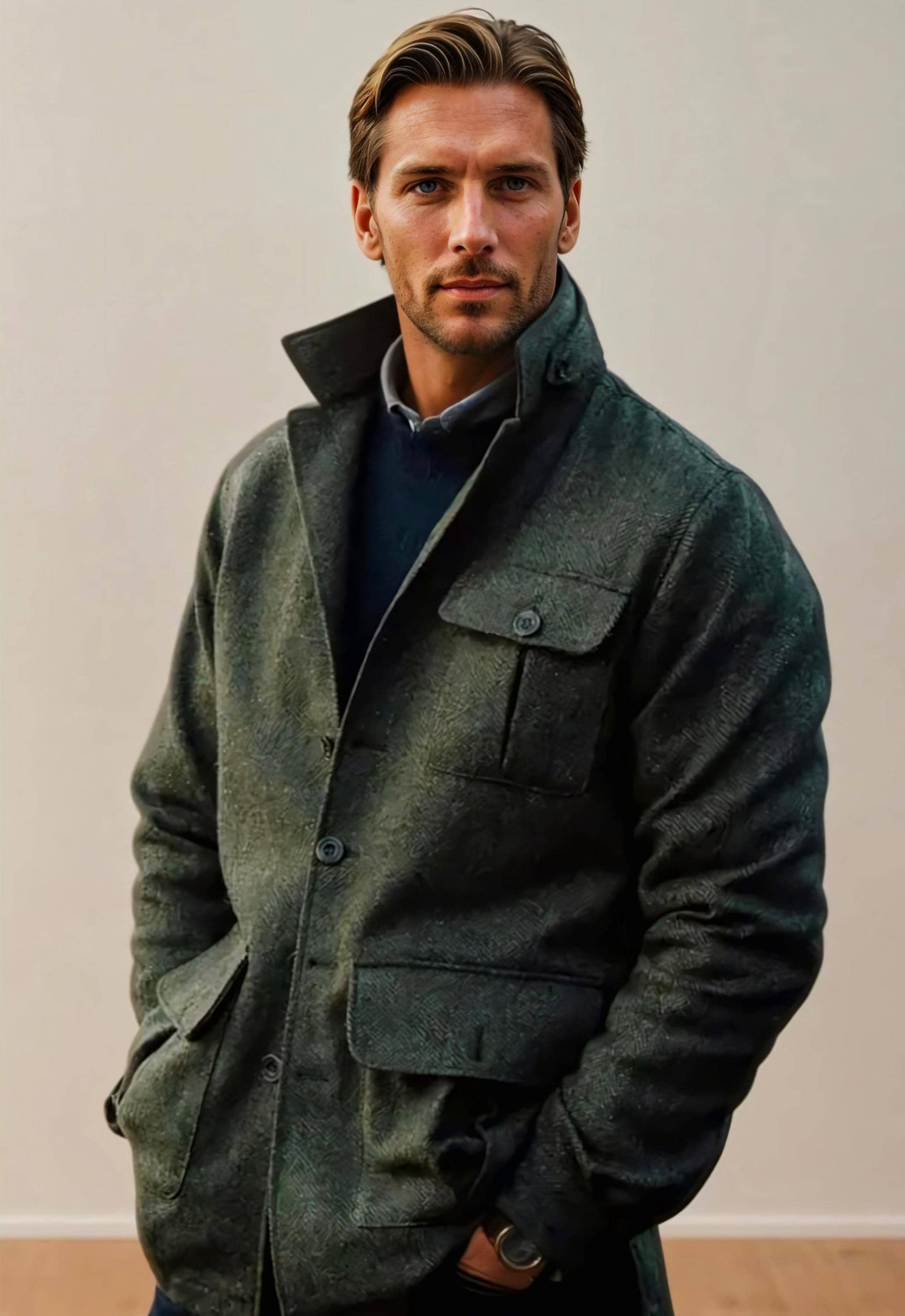 Men's Winter Olivia Green Shacket Tweed Cargo Jacket by Mariclothig - Etsy