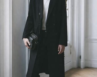 Men’s Black Formal Long Coat | Designer Tailored Suit Look | Slim Fit Korean Style Overcoat by MARICLOTHIG