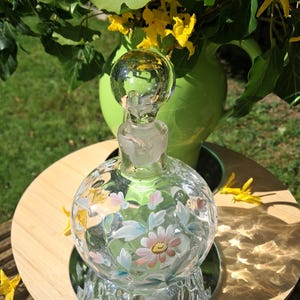 Vintage Handmade and Decorated Glass Carafe or Decanter