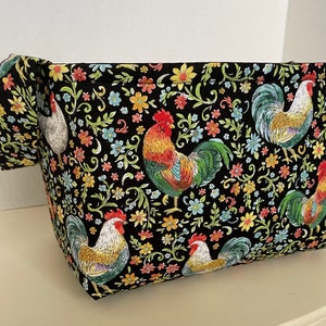 Rooster Fabric Storage Basket w Handles, Gift Basket, Storage & Organization, Country French Roosters image 6