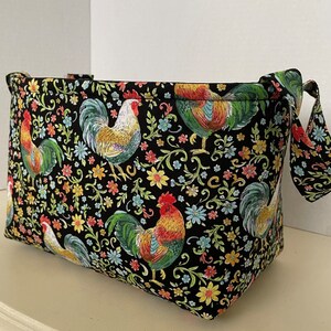 Rooster Fabric Storage Basket w Handles, Gift Basket, Storage & Organization, Country French Roosters image 7