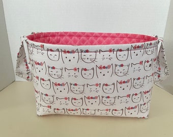 Cats Fabric Basket/Kitty Cat Basket/Cat Decor/Storage and Organization