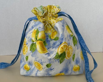 Lemon theme drawstring bag/ Drawstring Bag