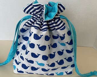 Whale theme drawstring bag/Drawstring Bag