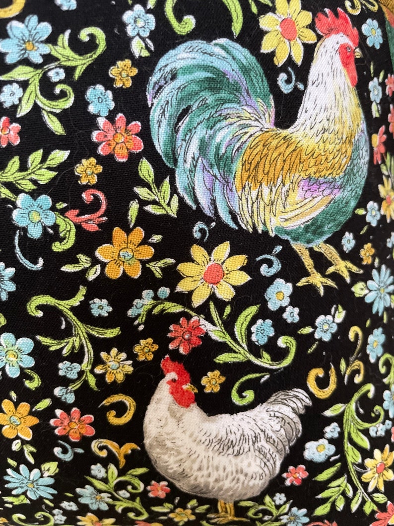 Rooster Fabric Storage Basket w Handles, Gift Basket, Storage & Organization, Country French Roosters image 2