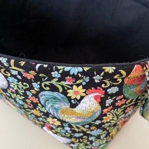 Rooster Fabric Storage Basket w Handles, Gift Basket, Storage & Organization, Country French Roosters image 3