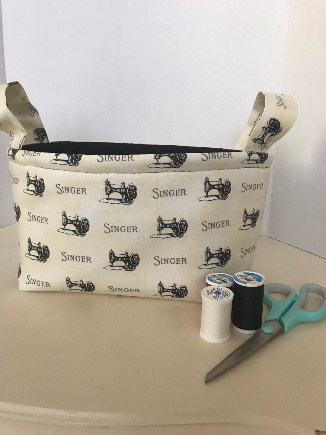 Fabric Sewing Storage Basket W Handles, Gift Basket, Storage and