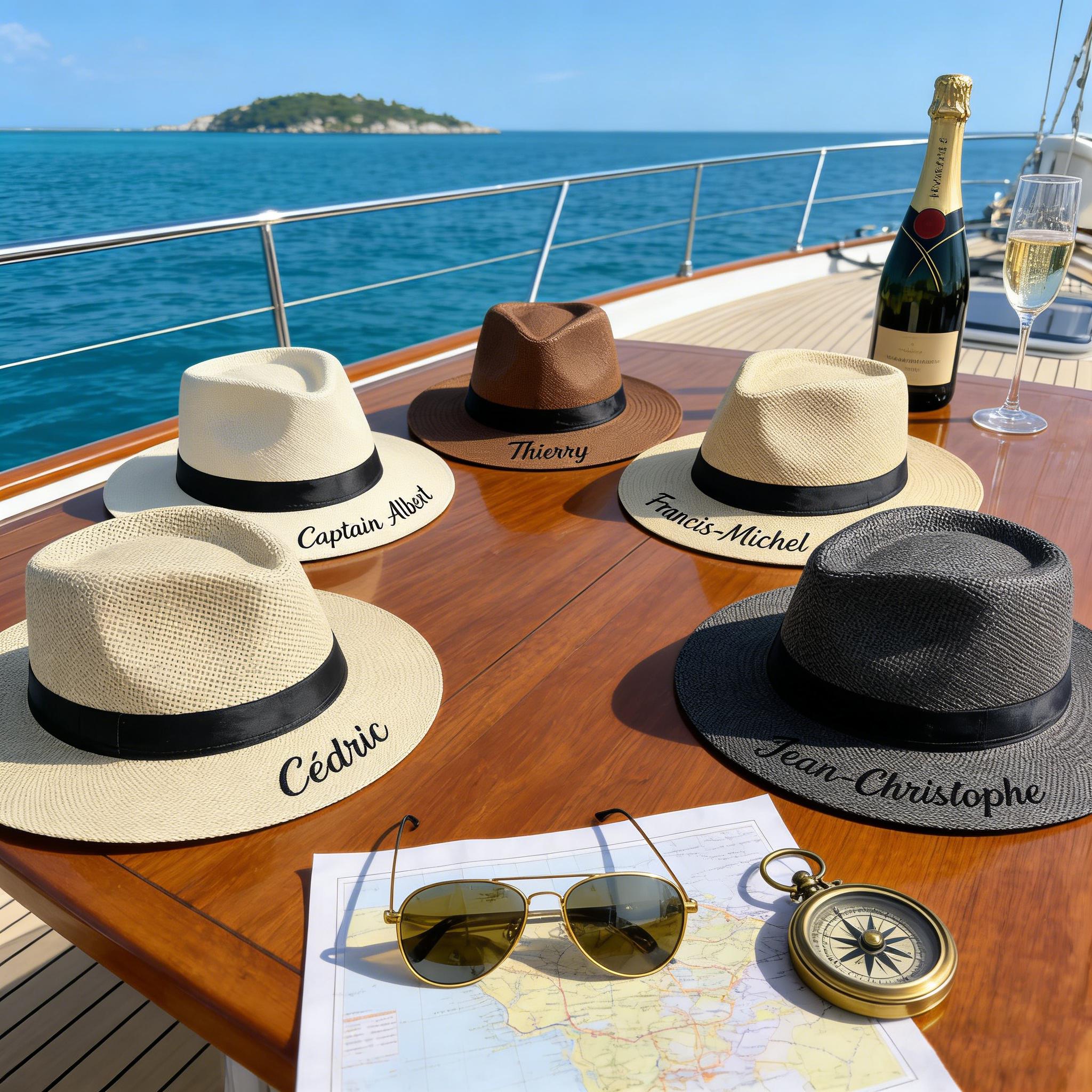 Personalized Captain Hat Groom Straw Fedora, Custom Embroidered Mens Sun Hat, Bachelor Party Gift, Yacht Boat Beach Wedding Panama Hat
