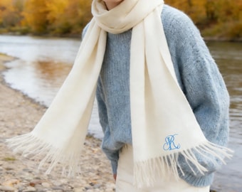 Custom Name Embroidered Scarf – Personalized Winter Scarf for Men & Women, Custom Logo or Initials, Anniversary, Birthday, Christmas Gift