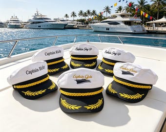 Custom Captain Hat Embroidered, Personalized Sailor Cap, Nautical Yacht Hat, Cruise Outfit Accessory, Unique Gift for Him Her
