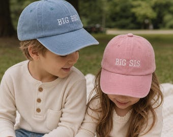 Bonés personalizados bordados para irmão mais velho e irmã mais velha – Bonés de beisebol infantis, conjunto combinando para irmãos, presente com nome personalizado
