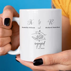 Personalized Engaged Ceramic Mug,  Custom Wedding Mugs, Engagement Gifts, Wedding Gift For Couple, Bridal Shower Gifts