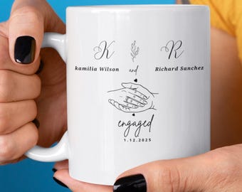 Personalized Engagement Ceramic Mug, Custom Wedding Gift