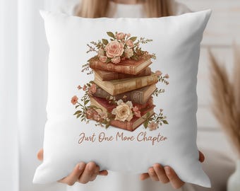 Coussin pour amoureux des livres | Juste un chapitre de plus | Coussin de lecture | Décoration d'intérieur livresque | Cadeau lecteur