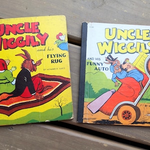 Your Choice 1940 Uncle Wiggly and His Flying Machine or Uncle Wiggly and His Funny Auto, Vintage Whitman Childrens Books