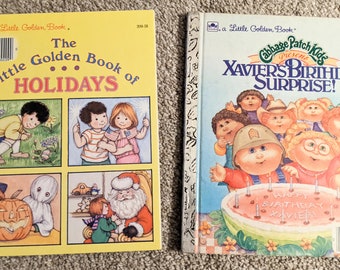1980's Little Golden Books, Cabbage Patch Kids Xavier's Birthday Surprise, Golden Book of Holidays, Nostalgia, Kids Books, Junk Journal