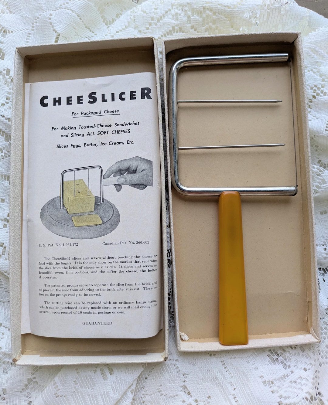 Vintage Schneider Cheese Slicer With Yellow/gold Bakelite Handle - Etsy