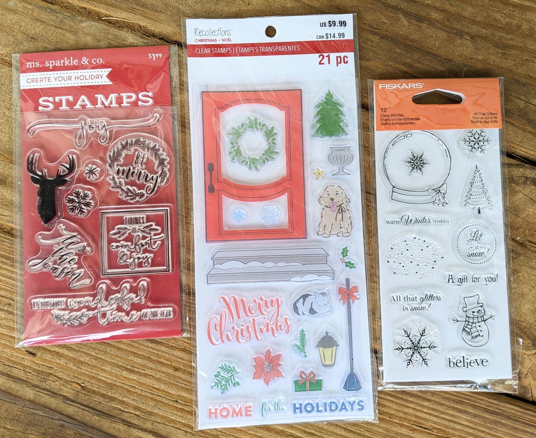 Christmas Clear Stamps Fiskar Snow Globe Stamps Christmas Etsy