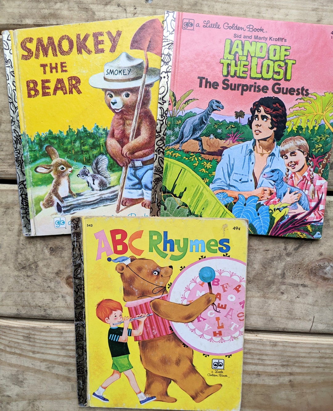 1970's Little Golden Books, Smokey the Bear, ABC Rhymes, Land of the