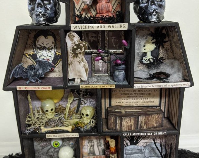 Haunted House Shadow Box Halloween Shadow Box Mixed Media Etsy