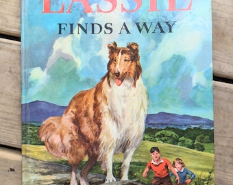 1957 Lassie Finds a Way, Vintage Children's book, Big Golden Book, Vintage Collie Book