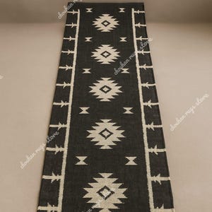 Handwoven Wool Jute Kilim Runner Rug: Geometric Indian Design