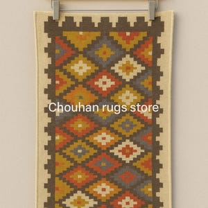 Handwoven Wool Jute Kilim Rug: Traditional Indian Dhurrie