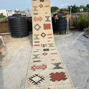 Multi Sizes Runner rug for stairs, Handwoven Geometric Indian Rug, Kilim Runner Rug for Entryway | Hallway | kitchen | Bedside