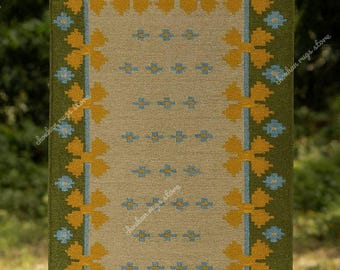 Handwoven Wool Jute Kilim Runner Rug: Earthy Tones, Custom Size