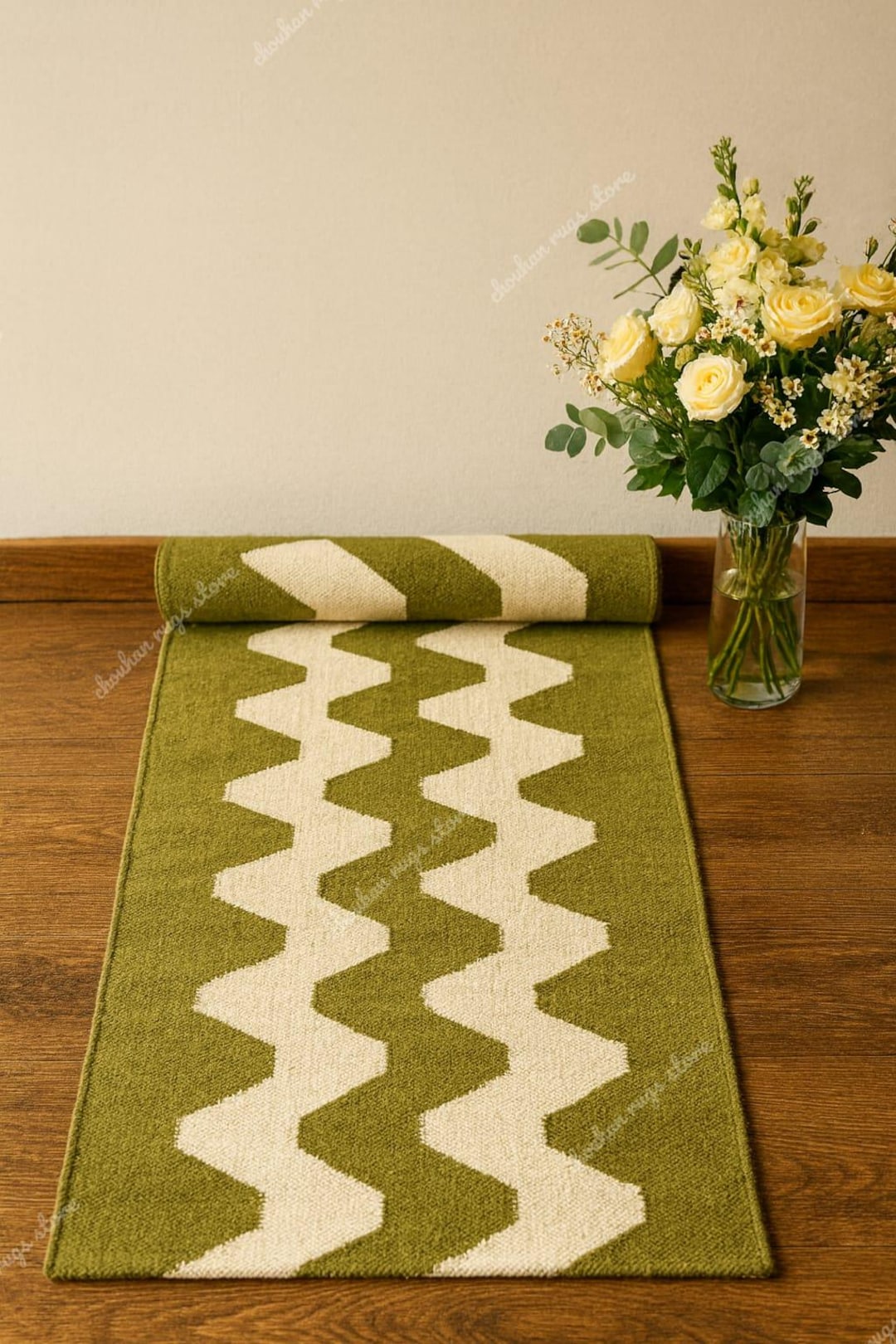 Earthy Fun Runner Rug Handwoven Wool Jute Stairs Runner Rug: Earthy Green, Custom Size - Etsy