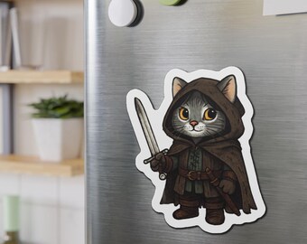 Aragorn Cat Magnet | King of Gondor Cat | Funny LOTR Fridge Magnet | Strider Ranger Cat | Gift for Cat Lovers | Movie Parody Decor