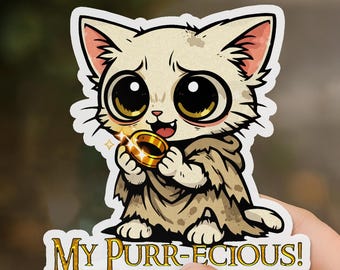 My Purr-ecious Cat Sticker | Funny Gollum Cat Decal | LOTR Parody Sticker | Smeagol Cat Art | Geeky Cat Lover Gift