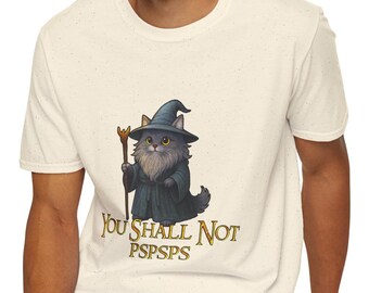 You Shall Not Psspsps Cat T-Shirt | Funny Gandalf Cat Shirt | Wizard Cat Tee | LOTR Fan Gift | Unisex Cat Lover Top
