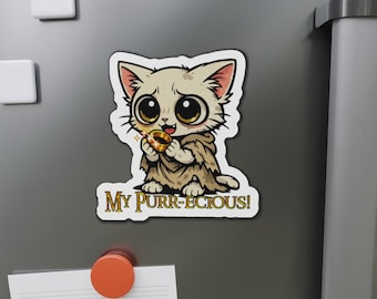 My Purr-ecious Cat Magnet | Funny Gollum Cat Fridge Decor | Smeagol Cat Parody | LOTR Fan Gift | Geeky Cat Lover Magnet | Nerd Kitchen Art