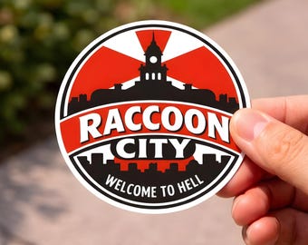 Raccoon City Travel Sticker | Resident Evil Inspired Decal | Arklay Mountains Souvenir | Zombie Horror Fan Gift | Vintage Travel Style Art