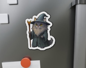 Gandalf Cat Magnet | Funny Wizard Cat Fridge Decor | You Shall Not Pass Magnet | LOTR Fan Gift | Cat Lover Kitchen Decor | Nerd Gift