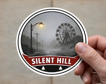 Silent Hill Travel Sticker | Vintage Foggy Lake Decal | Lakeside Resort Souvenir | Psychological Horror Fan Gift | Retro Survival Horror Art