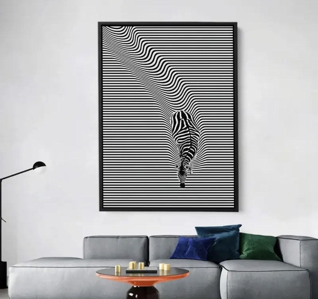 Zebra Optical Illusion Wall Art | Black White Striped Art, Geometric ...