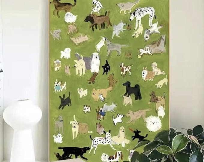 Cute Dog Park Art Poster Print | Cute Pet Decor | Kids Room Wall Art | Dog Lover Gift |