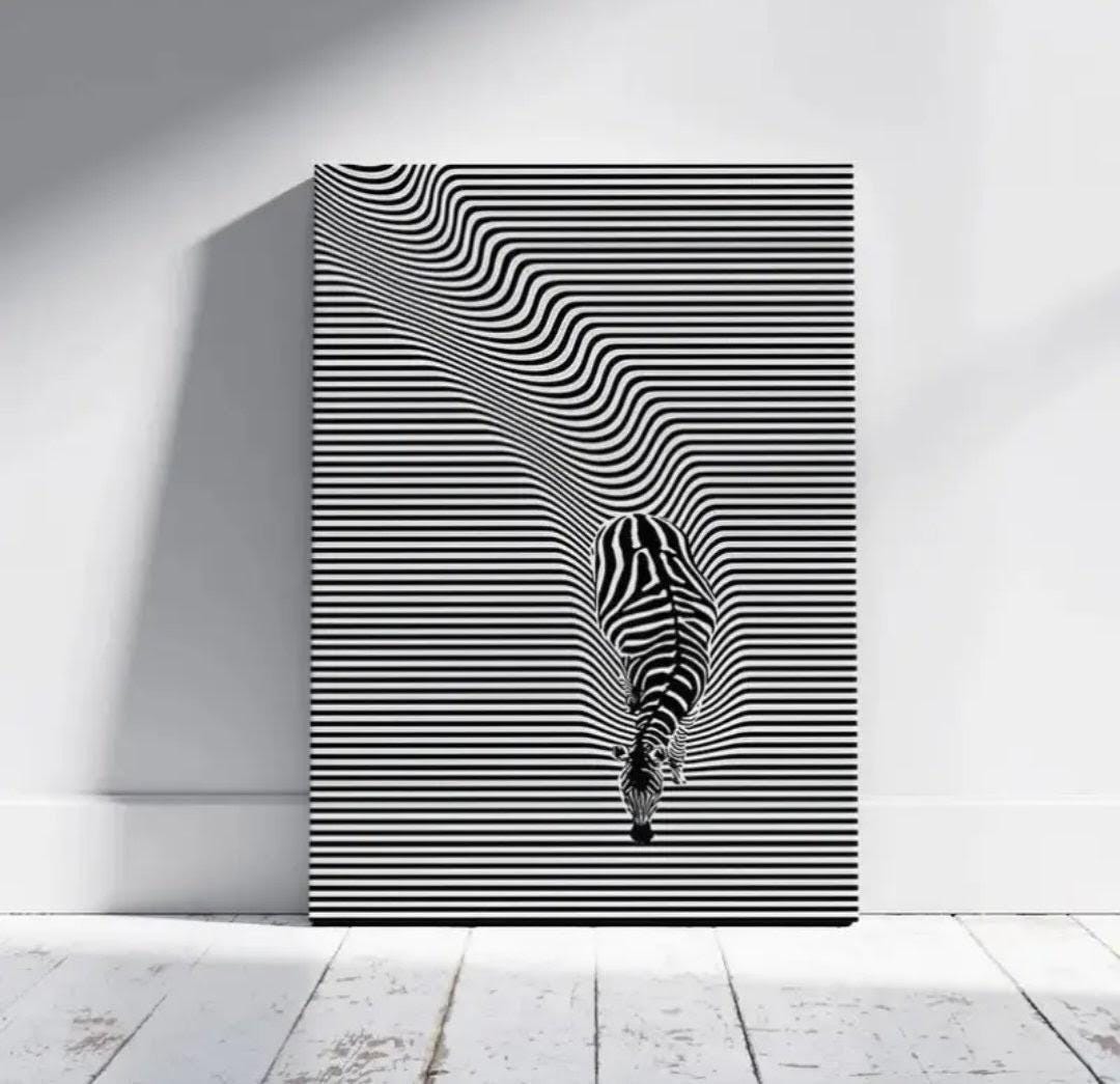 Zebra Optical Illusion Wall Art | Black White Striped Art, Geometric ...