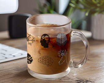 Neuroscience Glass Mug, Neuron Brain Art, Neurologist Gift for Therapist