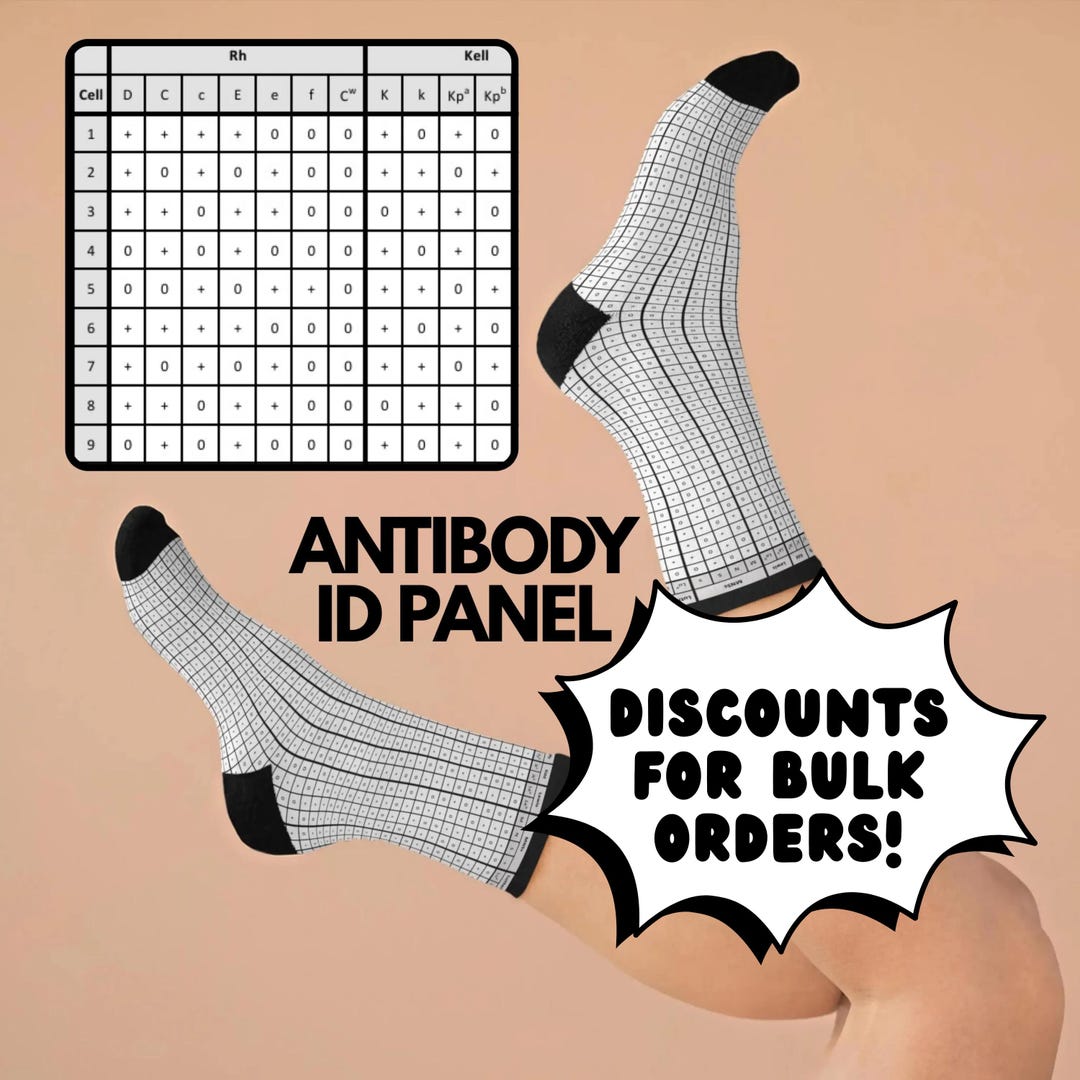 Lab Week Socks Blood Bank Socks, Antibody ID Panel: Lab Week Gift for Medical Lab ...